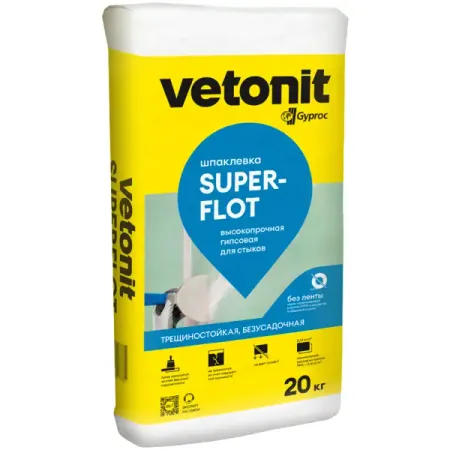 Шпаклевка гипсовая для швов и стыков VETONIT Superflot 20 кг