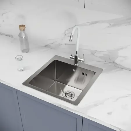 Мойка для кухни врезная М4S Delinia 50x50 см глубина чаши 19.1 см нержавеющая сталь цвет сатин тери нова глубина резкости