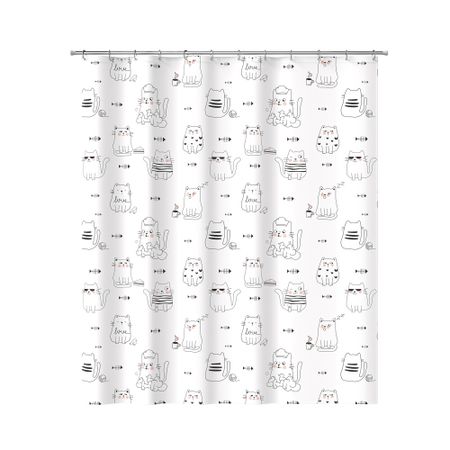 Штора для ванны Fora Cats 1800х1800 мм полиэстер белая (FOR-PH-CATS)