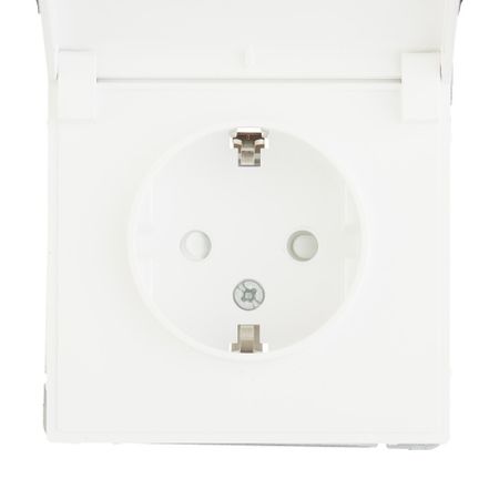 Розетка Systeme Electric ArtGallery встраиваемая белая со шторками с крышкой (GAL000146)