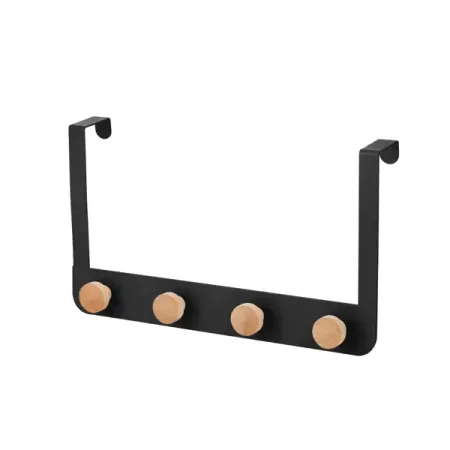Вешалка на дверь Lemer Neris стальная 4 крючка цвет черный/дерево металлические крючки алюминиевые   из 50 штук