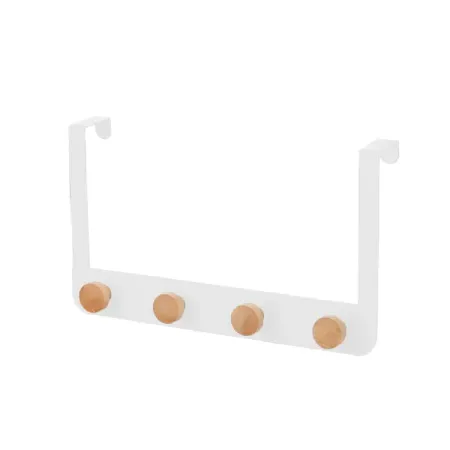 Вешалка на дверь Lemer Neris стальная 4 крючка цвет белый/дерево металлические крючки алюминиевые   из 50 штук