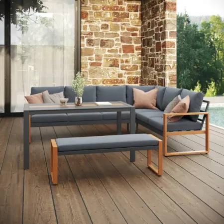 Набор садовой мебели BEGINIA Tekos алюминий серый стол 1шт, диван 1 шт.