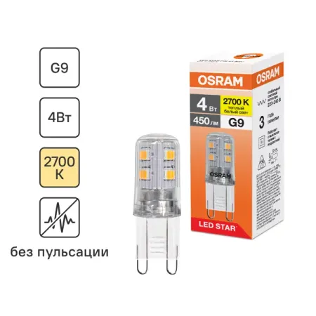 Лампа светодиодная Osram G9 4 Вт/827 теплый белый свет