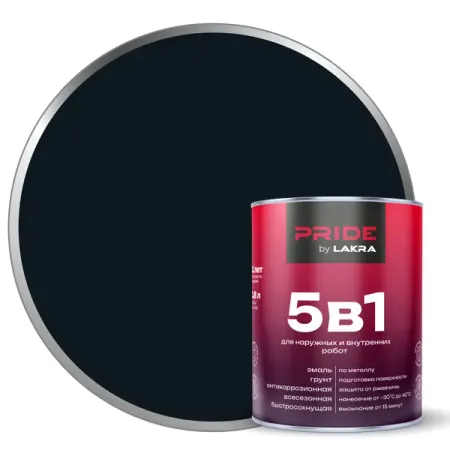 Грунт-эмаль по ржавчине 5 в 1 Лакра цвет черный RAL9005 0.8 л деревянные номерки столов 1 40