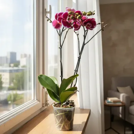 Орхидея Фаленопсис 2 ветки ø12 h55 см
