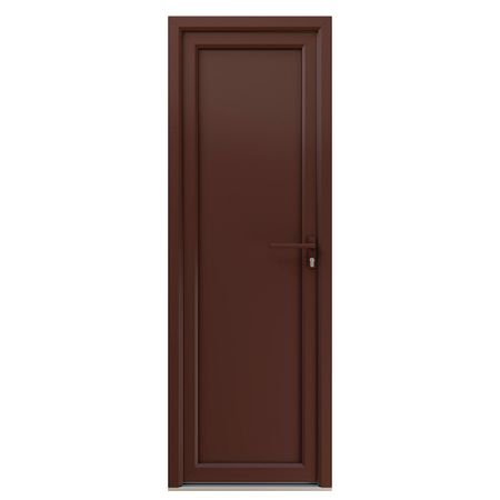 Металлопластиковая дверь VEKA 2050х600 мм алюминиевый порог коричневая правая глухая