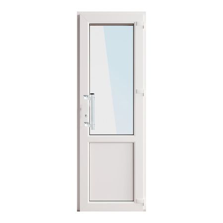 Металлопластиковая дверь VEKA 2050х700 мм алюминиевый порог белая правая стеклопакет