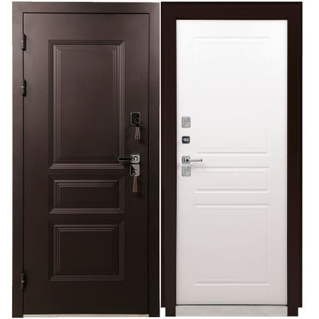 Дверь входная с терморазрывом Промет Винтер левая коричневый муар - белый грунт 980х2050 мм миниатюрный деревянный забор 6 шт белый коричневый