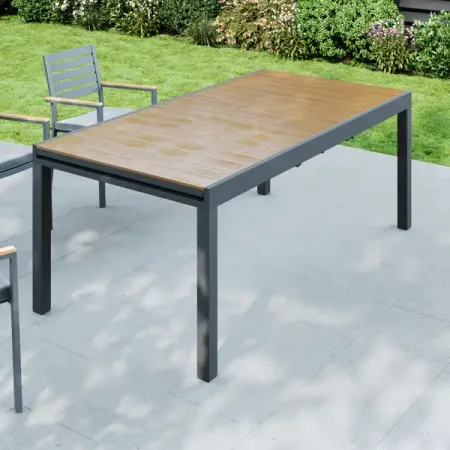 Раздвижной садовый стол BEGINIA Beshtau 200-300x100x75 см алюминий бежевый