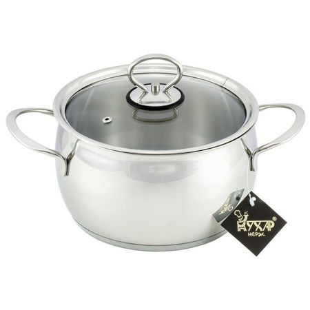 Кастрюля Кухар нержавеющая сталь, стеклянная крышка Магнолия Классика 2,5 л