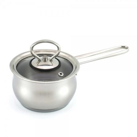 Ковш Кухар нержавеющая сталь, стеклянная крышка Магнолия Классика 0,7 л