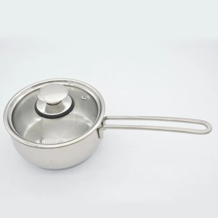 Ковш Кухар нержавеющая сталь, стеклянная крышка Магнолия Престиж 1,2 л