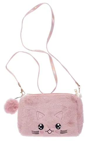 Сумочка плюшевая Котик мордочка (розовая) (11х16) (12-11586-202406-6) Bookvalno