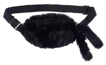 Сумочка-бананка плюшевая с ушками (черная) (27х15) (12-11867-202406-15) Bookvalno