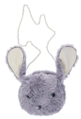 Сумочка плюшевая Кролик мордочка (серая) (22х26) (12-11586-202406-4) Bookvalno