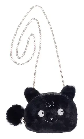 Сумочка плюшевая Зверек мордочка (черная) (15х13) (12-11629-202406-9) Bookvalno