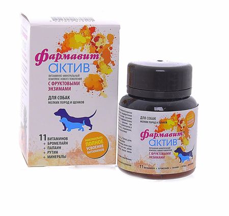 Витамины и добавки Фармакс Фармавит Актив витамины для собак мелких пород и щенков 90 таб. (90 таб.)