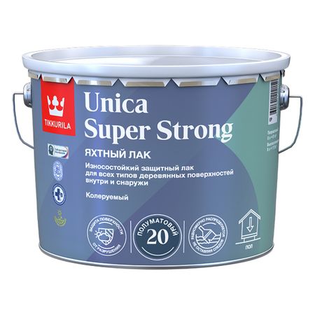 Лак алкидно-уретановый яхтный Tikkurila/Tikkivala Unica Super Strong основа EP бесцветный 9 л полуматовый