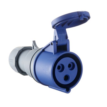 Розетка силовая переносная Dekraft РП-103 с заземлением 2P+PE 1 фаза 32 А 220 В IP44 синяя (26131DEK)