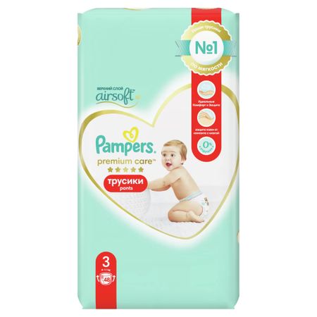Подгузники-трусики Pampers Premium Care Pants 3, 6-11 кг, 48 шт