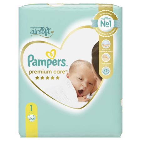 Подгузники Pampers Premium Care 1, 2-5 кг, 66 шт