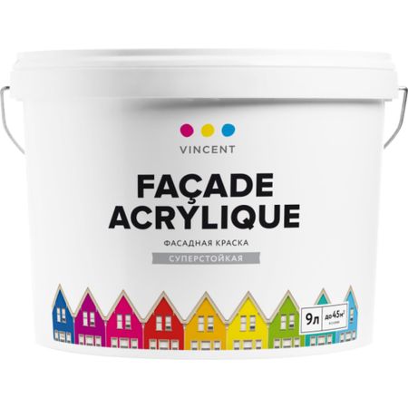 Краска фасадная матовая Vincent f-2 База С 9л