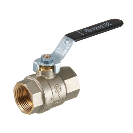 Кран шаровой латунный Stout SVB 1 ВР(г )х 1 ВР(г) полнопроходной ручка прямой (SVB-0001-200025)