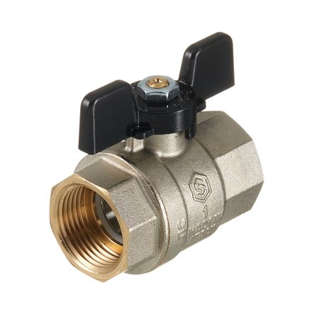 Кран шаровой латунный Stout SVB 1 ВР(г) х 1 ВР(г) полнопроходной бабочка прямой (SVB-0002-200025)