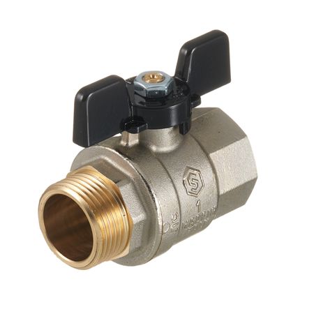Кран шаровой латунный Stout SVB 1 ВР(г)х 1 НР(ш) полнопроходной бабочка прямой (SVB-0004-200025)