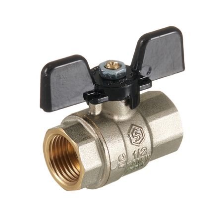 Кран шаровой латунный Stout SVB 1/2 ВР(г) х 1/2 ВР(г) полнопроходной бабочка прямой (SVB-0002-200015)