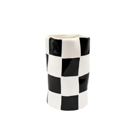 Стакан для зубных щёток Bath Plus Chess W-CE2023A-TB керамика цвет белые и черные квадратики