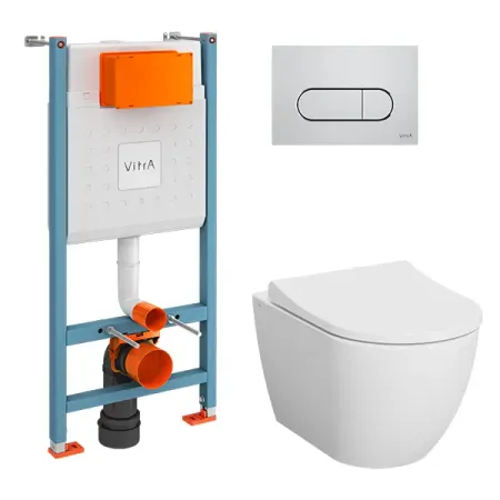 Комплект инсталляция и унитаз Vitra Mainz цвет белый с унитазом клавиша цвет хром наклейки на унитаз с ком пвх