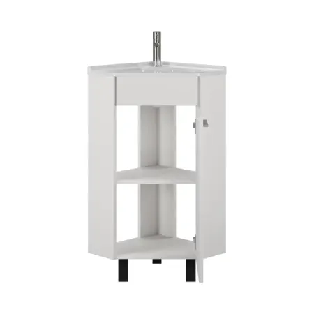 Тумба с раковиной Турин угловая напольная 58.5 см цвет белый