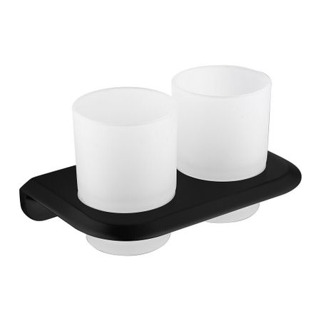 Стакан для ванной Abber Nord с держателем двойной стекло матовый/металл черный (AA1557B)