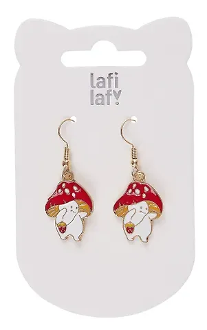 Сережки Кролики в шляпках мухоморов (2шт) (металл) (12-48782-202405-AC13) (Lafilaf)