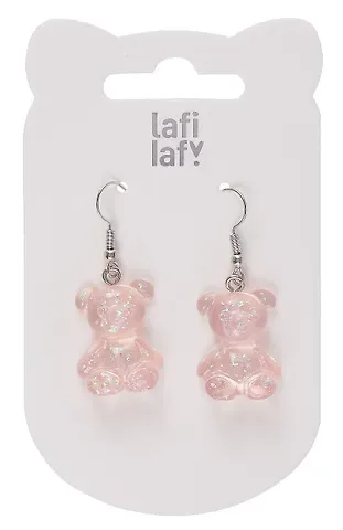 Сережки Мишки мармеладные розовые перламутровые (2шт) (пластик) (12-48782-202405-AC12) (Lafilaf)