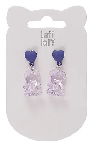 Сережки Мармеладные мишки с сердечками (фиолетовые) (2шт) (пластик) (12-48782-202405-AC2) (Lafilaf)