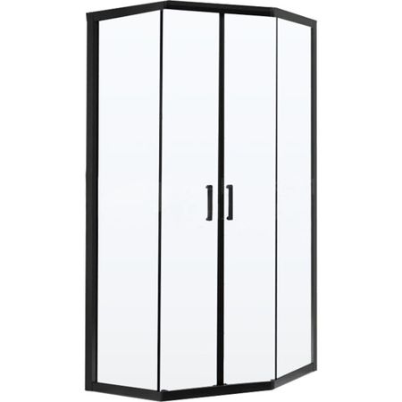 Душевой уголок BelBagno Uno черный 90х90х195 см пятиугольник стекло прозрачное 5 мм (UNO-195-P-2-90-C-NERO)