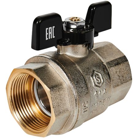 Кран шаровой латунный Stout SVB 1 1/4 ВР(г) х 1 1/4 ВР(г) полнопроходной бабочка прямой (SVB-0002-200032)