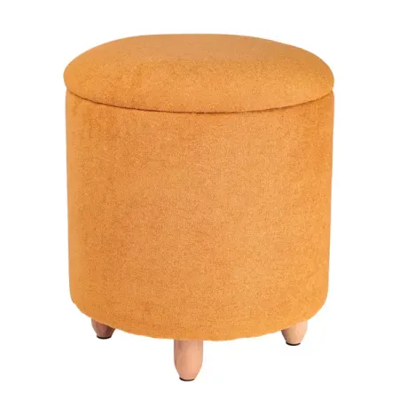 Пуф на ножках букле Альфа-1 оранжевый 35x41.5 см