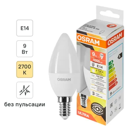 Лампа светодиодная Osram E14 9 Вт теплый белый свет напольная лампа saloeelaitte тканевая теплый свет