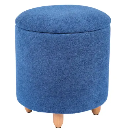 Пуф на ножках букле Альфа-1 синий 35x41.5 см