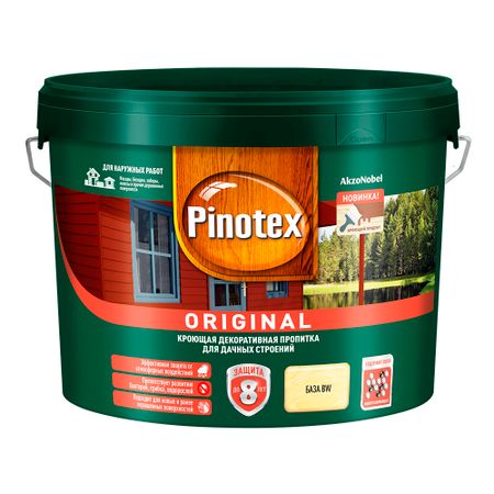 Антисептик Pinotex/Omnitex Original декоративный для дерева белый база BW 9 л