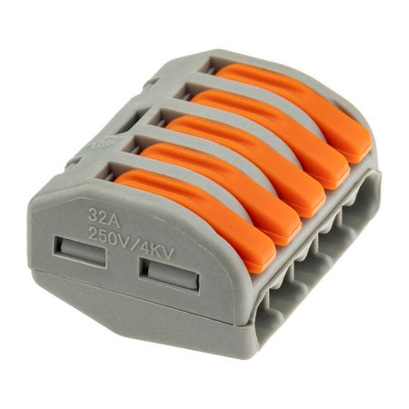 Клемма на 5 проводов Duwi СМК 222-415 0,08-4 кв.мм с рычажками без пасты (50 шт.) (26659 4)