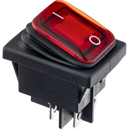 Кнопка прямоугольная Düwi 26845 1 250 В IP65 с подсветкой красная