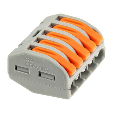 Клемма на 5 проводов Duwi СМК 222-415 0,08-4 кв.мм с рычажками без пасты (5 шт.) (26611 2)