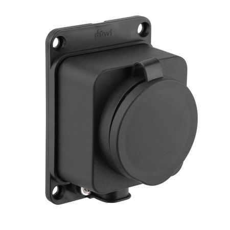 Розетка штепсельная Düwi одинарная с заземлением IP44 настенная черная