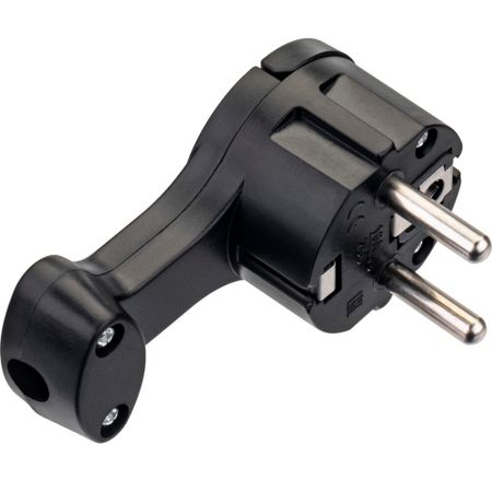 Вилка угловая с заземлением 16 А 230 В Düwi черная (30477 7)