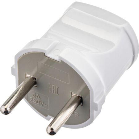 Вилка прямая без заземления 6 А 230 В Düwi белая (30463 0) колодка 3 гнезда эра без заземления белая